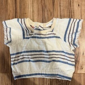 Zara Toddler Striped Kids Shirt in Blue and Cream